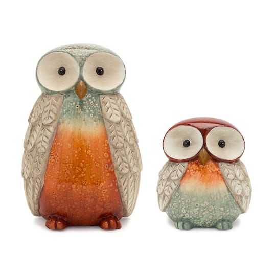 Melrose Terra Cotta Glazed Accents Owl Figurine Set | Michaels®